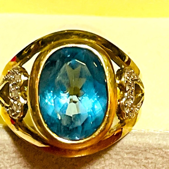10k blue topaz ring size 8 - Picture 2 of 13